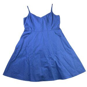 Pixley Navy‎ Scalloped Linen Blend Cut Out Dress Size Large
